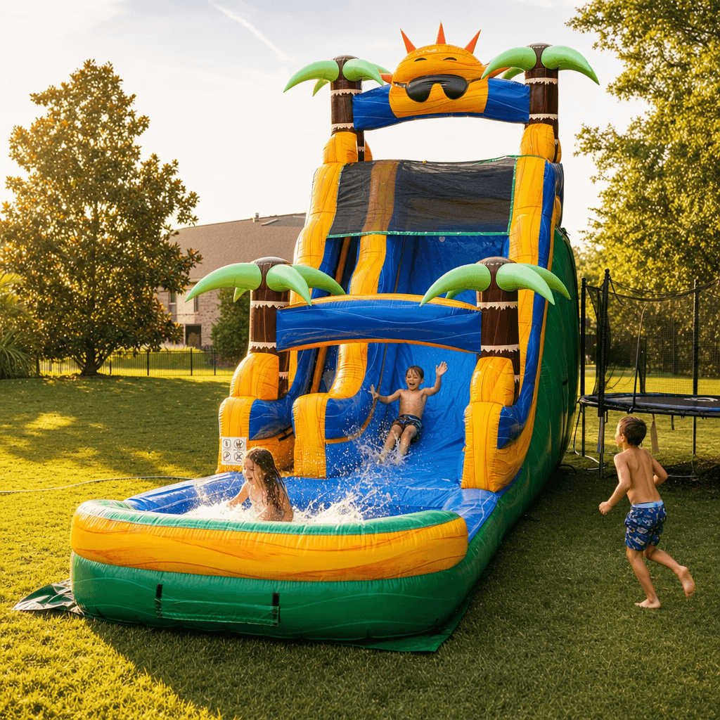Tropic Slide 20′ in use at a backyard party